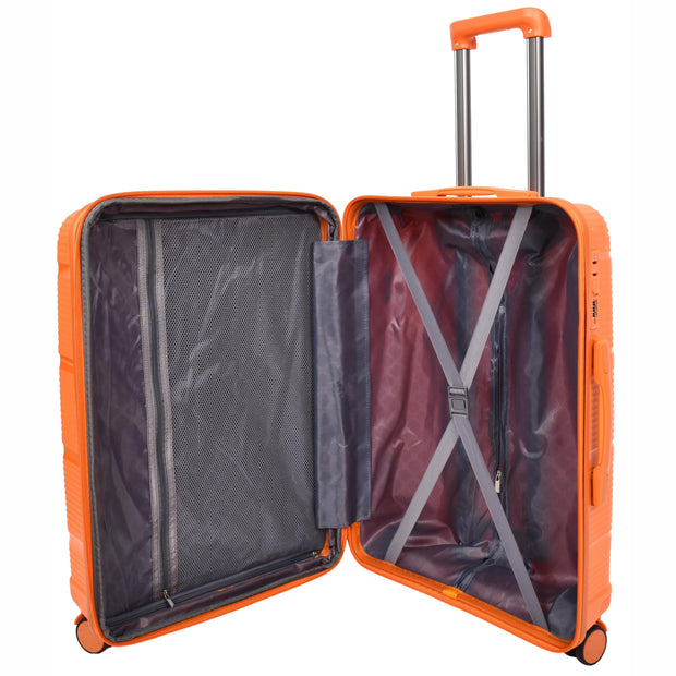 Expandable Hard Shell Luggage PP 8 Wheels Suitcases TSA Lock Travel Bags Titan Orange medium-4