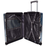 Hard side Spinner Luggage 8 Wheels Dual TSA Latch Metal Frame Suitcases Metatron Blue medium-4