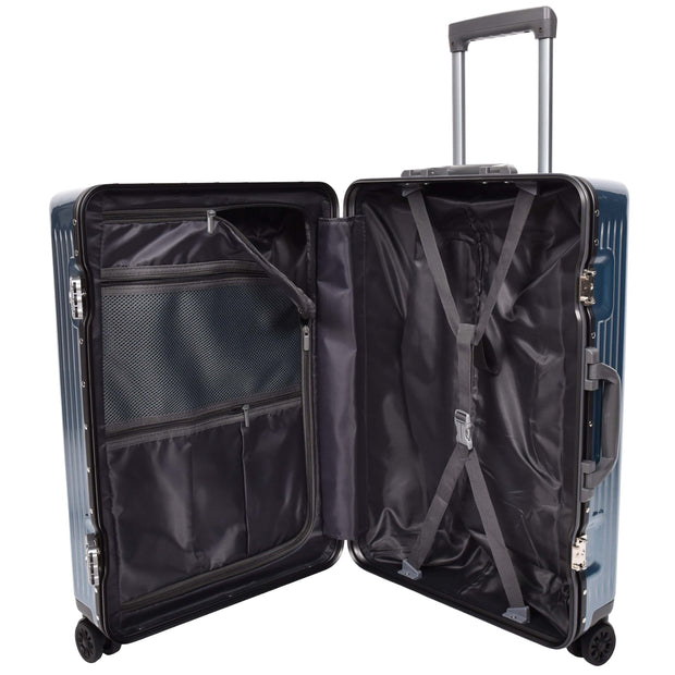 Hard side Spinner Luggage 8 Wheels Dual TSA Latch Metal Frame Suitcases Metatron Blue medium-4