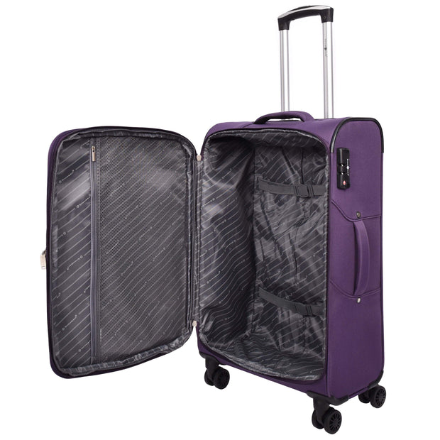 Ultra Lightweight Suitcases Expandable Soft 8 Wheel Luggage Travel Bags Cuba Purple medium-4