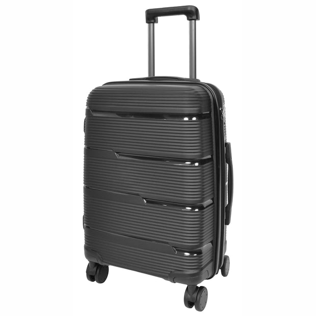 Expandable Hard Shell Luggage PP 8 Wheels Suitcases TSA Lock Travel Bags Titan Black small-1