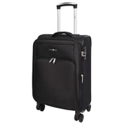 Ultra Lightweight Suitcases Expandable Soft 8 Wheel Luggage Travel Bags Cuba Black cabin-1