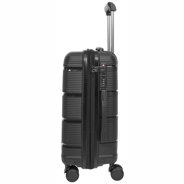 Expandable Hard Shell Luggage PP 8 Wheels Suitcases TSA Lock Travel Bags Titan Black small-2