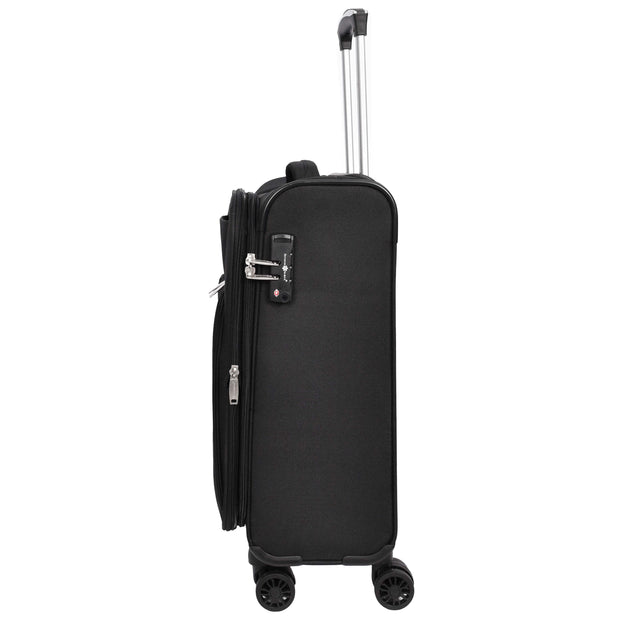 Ultra Lightweight Suitcases Expandable Soft 8 Wheel Luggage Travel Bags Cuba Black cabin-2