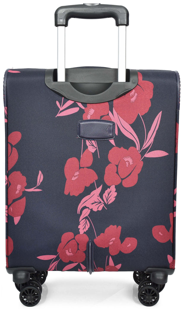 Four Wheel Soft Suitcase Expandable Luggage Travel Bags Floral Print Navy small-2