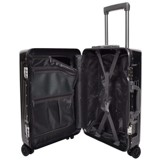 Hard side Spinner Luggage 8 Wheels Dual TSA Latch Metal Frame Suitcases Metatron Black small-3