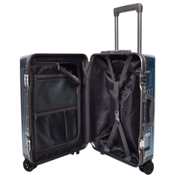 Hard side Spinner Luggage 8 Wheels Dual TSA Latch Metal Frame Suitcases Metatron Blue small-3