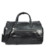 Genuine Leather 2-in-1 Holdall Suit Carrier Travel Duffle Bag AL49 Black