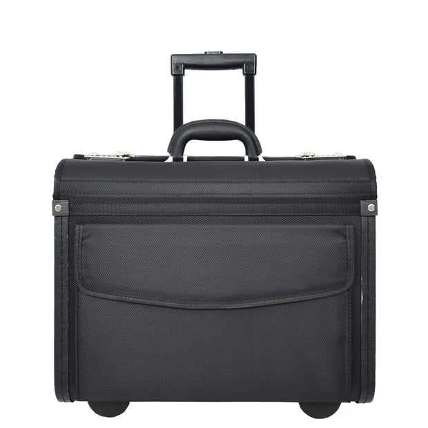 Rolling Pilot Case Professional Wheeled Briefcase Black Ballistic Nylon Cabin Size Business Travel Bag Airman