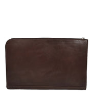 Genuine Brown Leather Folio Bag Zip Around Clutch Document Holder Office Bag Agent