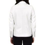 Womens Genuine Leather Biker Jacket Designer Style Fitted Cut Myla White