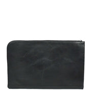 Genuine Black Leather Folio Bag Zip Around Clutch Document Holder Office Bag Agent