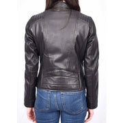 Womens Soft Leather Jacket Black Casual Fitted Trendy Biker Style Jadie