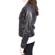 Womens Genuine Leather Biker Jacket Designer Style Fitted Cut Myla Black