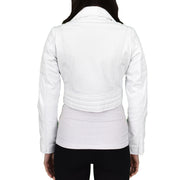 Womens Fitted Cropped Bustier Style Leather Jacket Amanda White