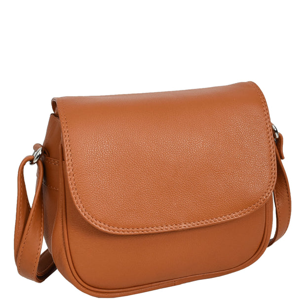 Womens Real Leather Small Crossbody Bag Multi Pockets Organiser Everyday Handbag Madelyn Tan-4