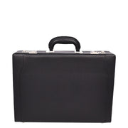 Professional Attaché Case Black Faux Leather Dual Combination Locks Expandable Business Briefcase Budget