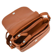 Womens Real Leather Small Crossbody Bag Multi Pockets Organiser Everyday Handbag Madelyn Tan-5