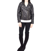 Womens Fitted Real Vintage Rub Off Leather Designer Biker Jacket Myla