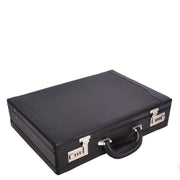 Professional Attaché Case Black Faux Leather Dual Combination Locks Expandable Business Briefcase Budget