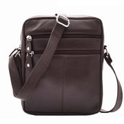 Mens Real Leather Shoulder Bag Cross Body Flight Pouch A155 Brown