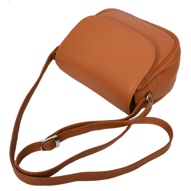 Womens Real Leather Small Crossbody Bag Multi Pockets Organiser Everyday Handbag Madelyn Tan-6