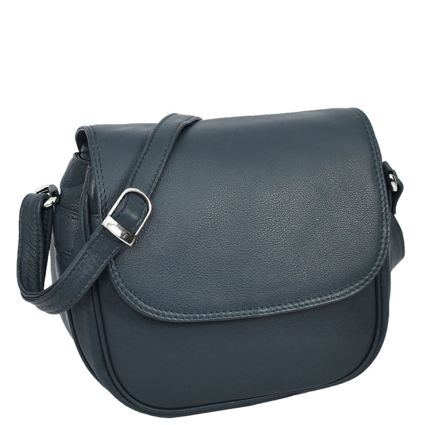 Womens Real Leather Small Crossbody Bag Multi Pockets Organiser Everyday Handbag Madelyn Navy-1