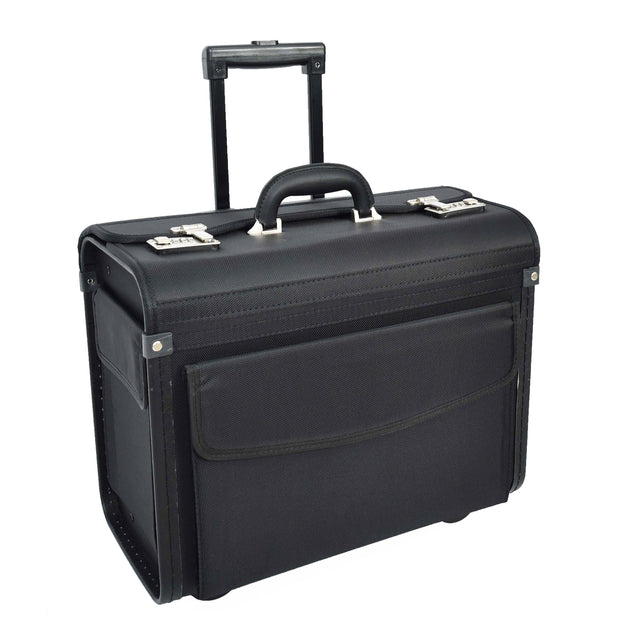 Rolling Pilot Case Professional Wheeled Briefcase Black Ballistic Nylon Cabin Size Business Travel Bag Airman