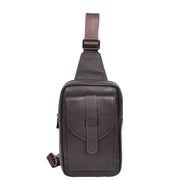 Real Leather Holster Chest Pack Casual Cross Body Sling Travel Organiser Bag A710 Brown