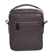 Mens Real Leather Messenger Bag Multiple Zip Pockets Sling Organiser Bag AYD8 Brown