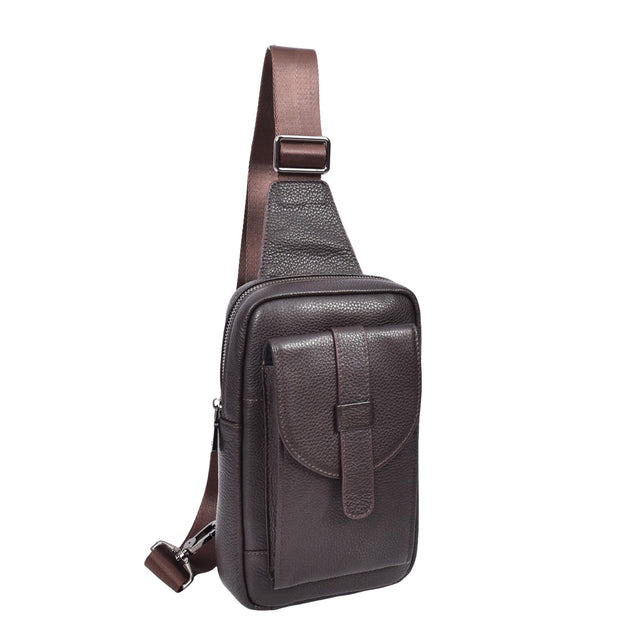 Real Leather Holster Chest Pack Casual Cross Body Sling Travel Organiser Bag A710 Brown