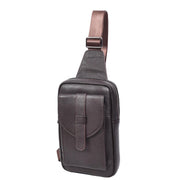 Real Leather Holster Chest Pack Casual Cross Body Sling Travel Organiser Bag A710 Brown