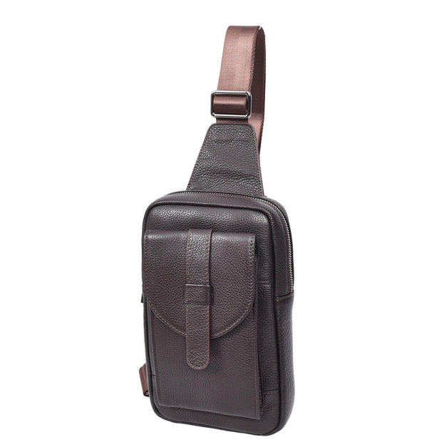 Real Leather Holster Chest Pack Casual Cross Body Sling Travel Organiser Bag A710 Brown