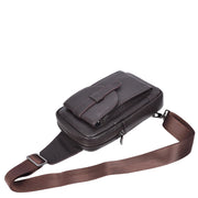 Real Leather Holster Chest Pack Casual Cross Body Sling Travel Organiser Bag A710 Brown