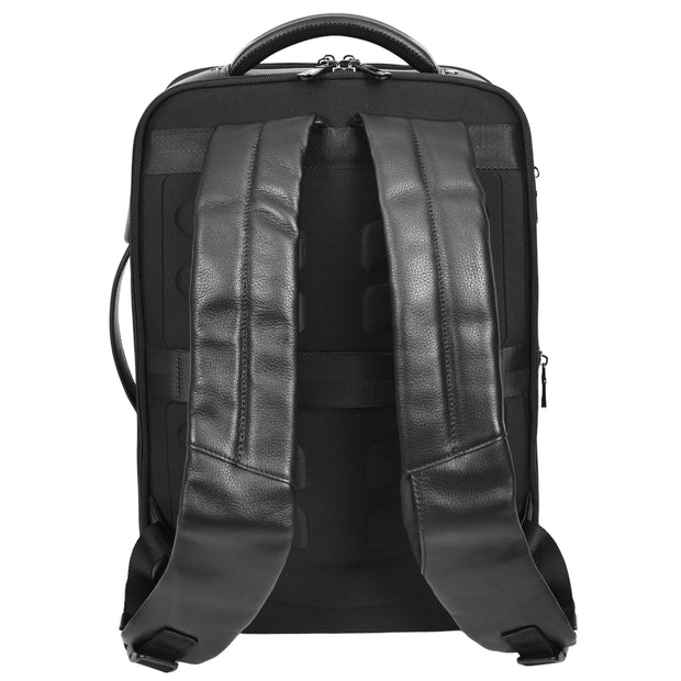 Exclusive Leather Backpack Laptop Section Multi Pockets Rucksack Travel Bag A189 Black