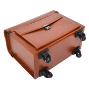 Pilot Case Faux Leather 4 Wheels Cabin Size Dual Lock Business Travel Bag Aero Tan-7