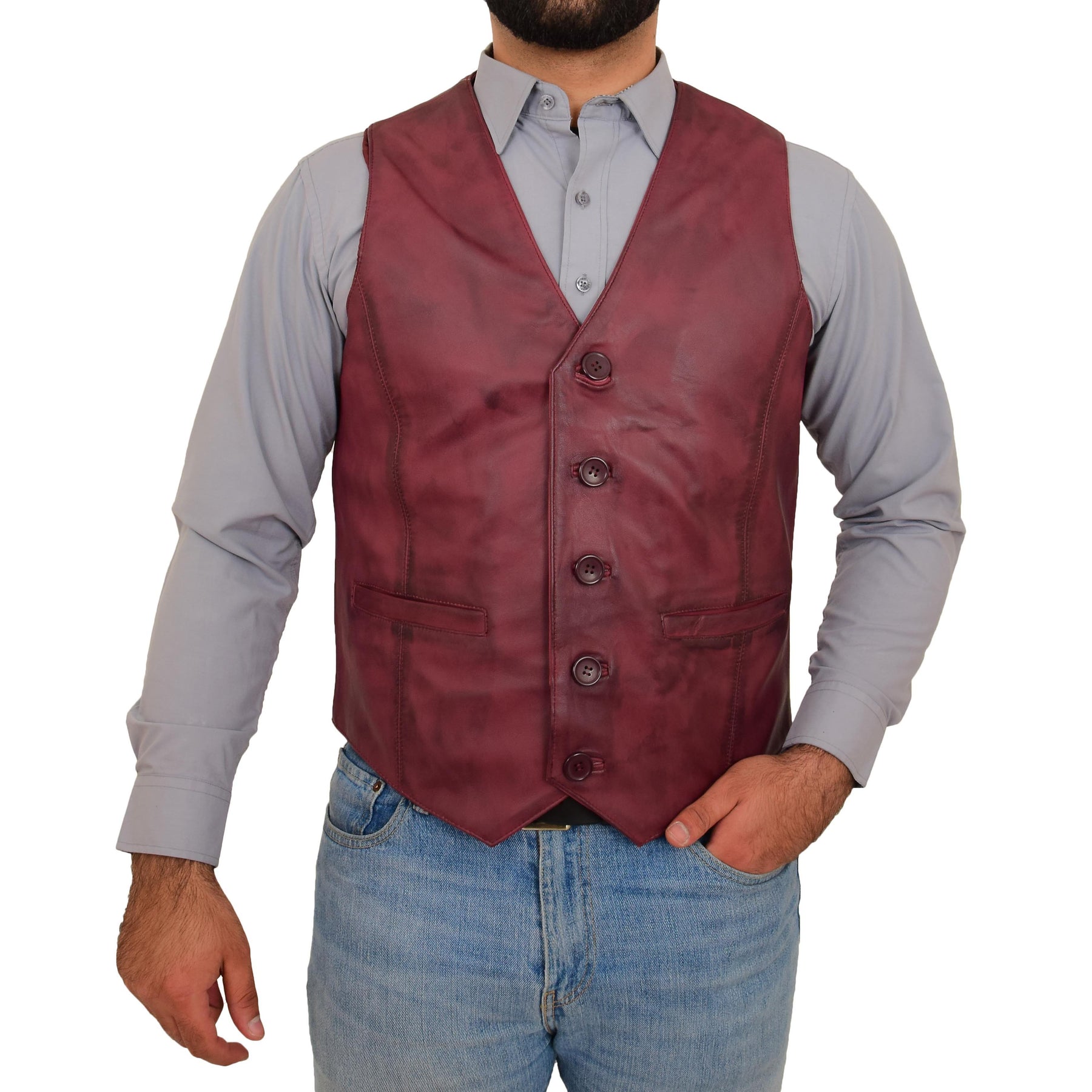 Mens Full Leather Waistcoat Gilet Traditional Vest A1 Fashion Goods