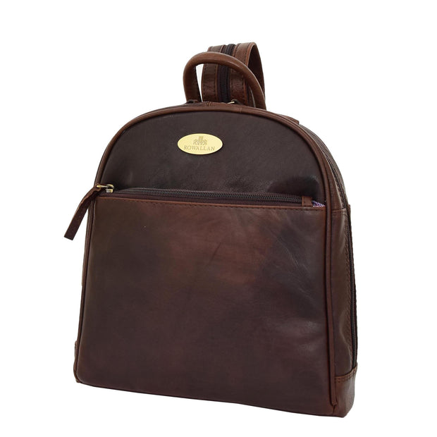 Womens Backpack Brown LEATHER Rucksack Organiser Bag Harper