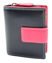 Womens Soft Multicoloured Leather Purse Cards ID Notes Coins RFID Safe Madam Black/ Multi