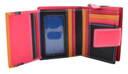 Womens Soft Multicoloured Leather Purse Cards ID Notes Coins RFID Safe Madam Black/ Multi