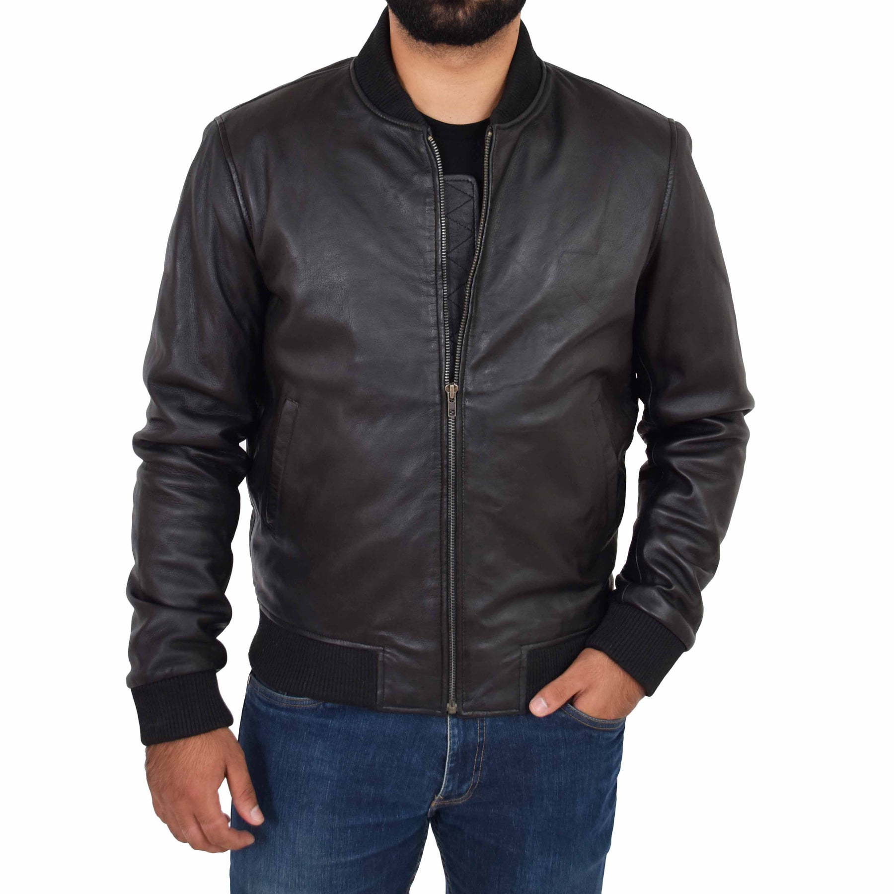 Men's genuine shop leather bomber jackets