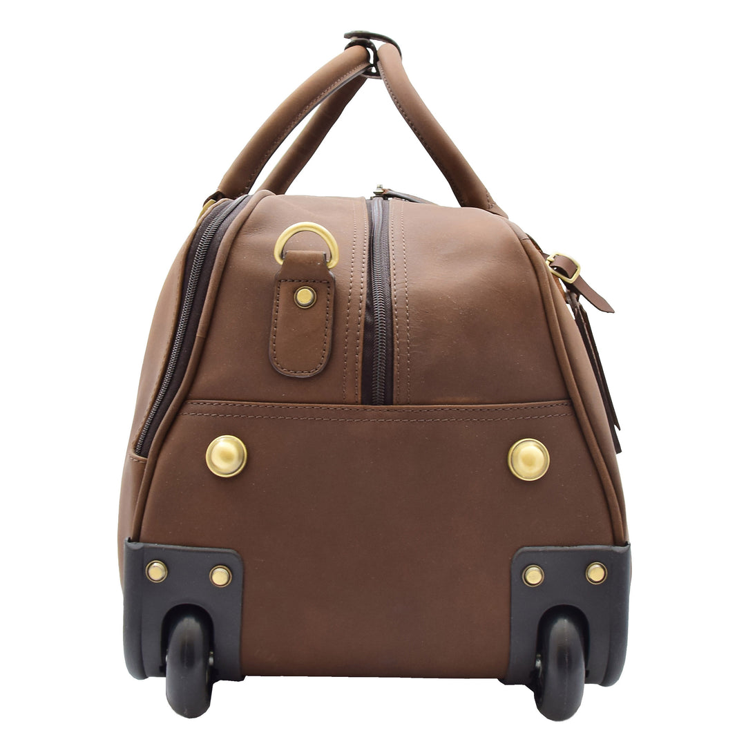 Leather holdall with wheels best sale